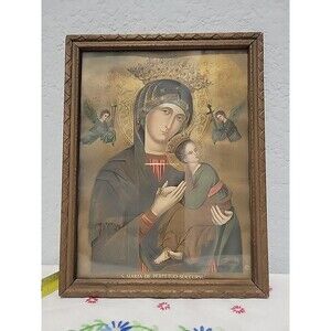 Vintage S Maria de Perpetuo Succursu wood framed print 8 x 6 Gold detail